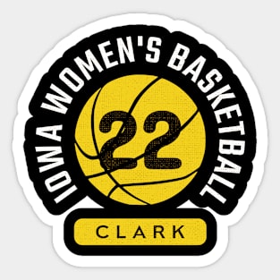 Caitlin Clark Iowa Women's Basketball Yellow Distressed Jersey Number 22 Cool and Cute Circular Design BASKETBALL-9 Sticker